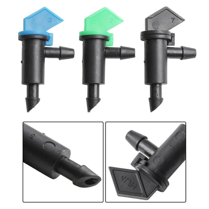SundiooK Adjustable Flow Garden Drip Emitters, PE Plastic Irrigation Drippers with Shut-Off Valve, Fits 4/7mm Tubing for Plant Watering, 60 or 300 Packs