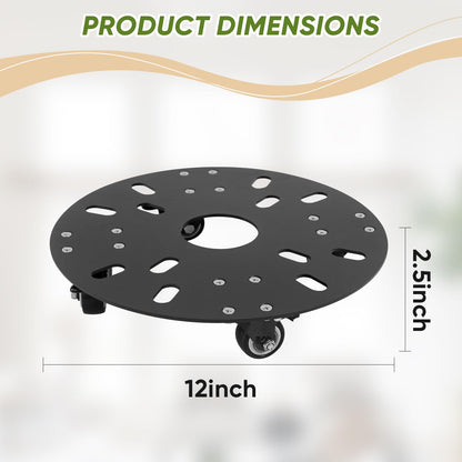 MJHHAPY 12‘’ Heavy Duty Plant Caddy with Wheels,3.0mm thick carbon steel Rolling Plant Stand,Plant Holder Coaster Trolley,Planter Mover Rollers Base,Holds up 450lbs Planter