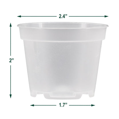 Arcadia Garden Products [25-Pack [2-inch ] Clear Nursery Pot with Drainage Holes, Heavy Duty Plastic Injection Mold Transparent Grow Pot for Orchids, Seedlings, Plant Cuttings, Clear