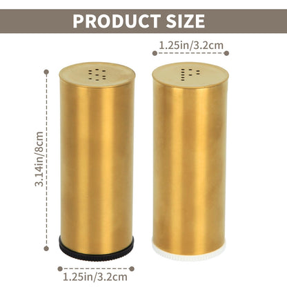 Snailhouse Salt and Pepper Shakers Set, 2 Pack Stainless Steel Modern Farmhouse Decor for Kitchen, Camp, BBQ, RV, Gold