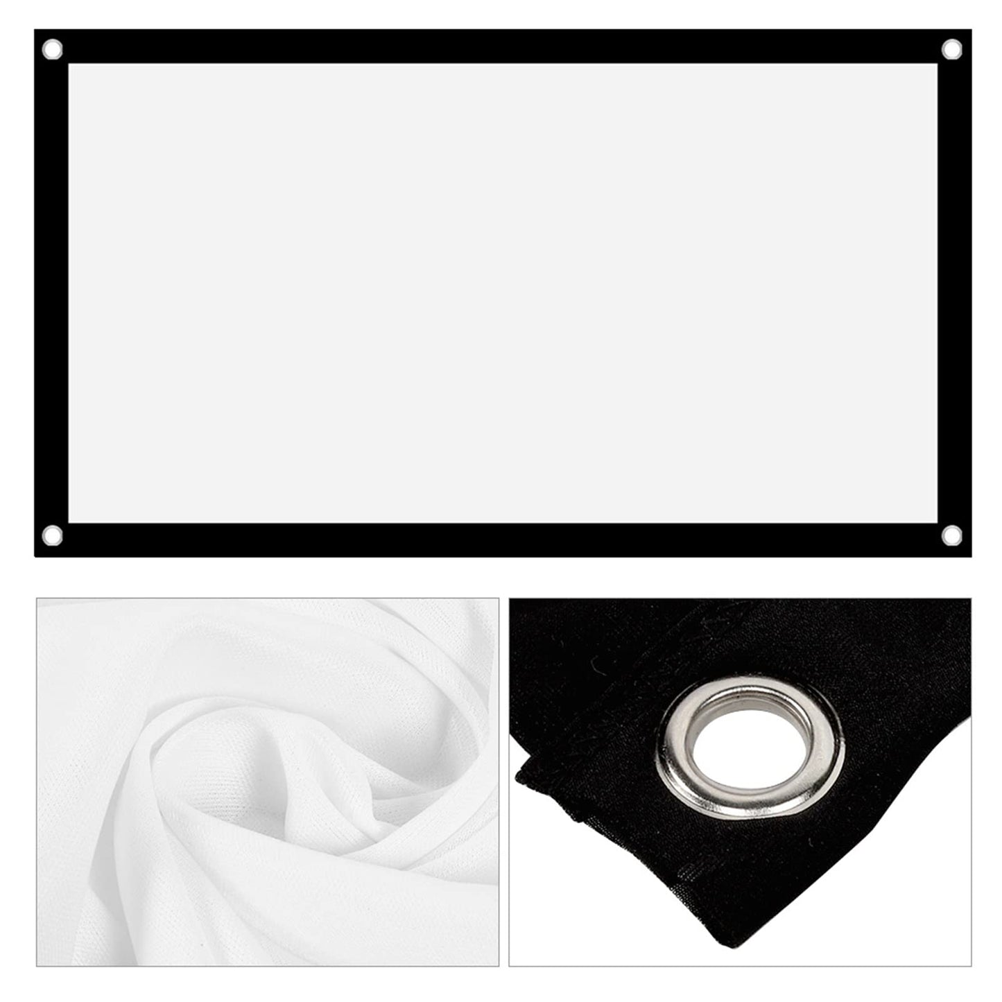 Portable Projector Screen, Foldable Non Crease White Polyester, Front Back Projection, Outdoor Camping Movie (60inch)
