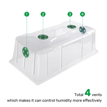 MIXC 10 Pack Humidity Dome 7" Tall Extra Strength, 1020 Growing Trays Cover, Propagation Seed Cloning Lid Vented for 10 x 20 Inch Flat Tray and Seed Starting Germination