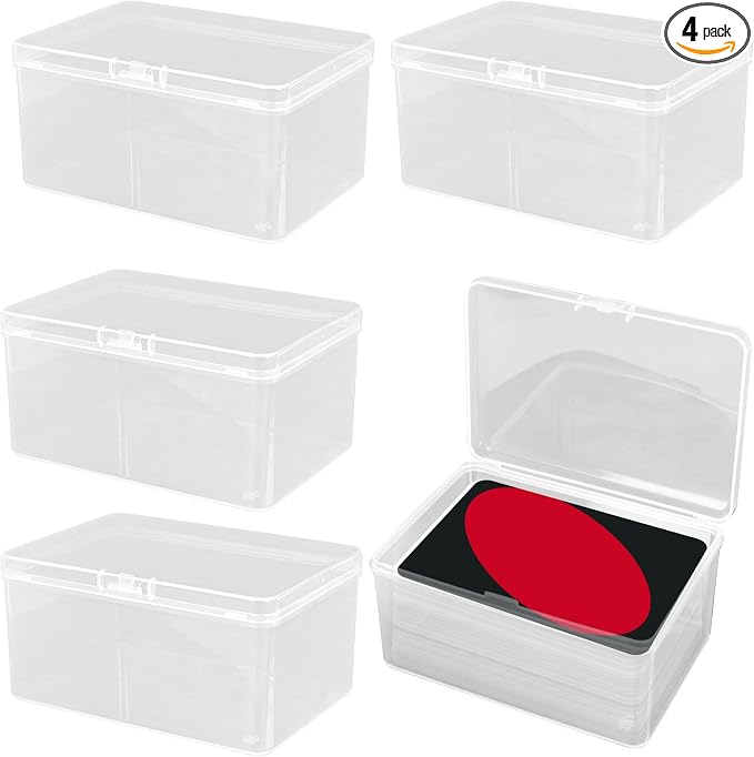Uncle Yang 4PCS Plastic Game Card Storage Box Playing Card Case Card Game Storage High Capacity Playing Cards Case Compatible with Medium UNO Card Game (NO Cards)