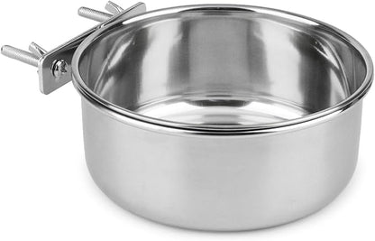 Hypeety Stainless Steel Food Water Bowl for Pet Bird Crates Cages Coop Dog Cat Parrot Bird Rabbit Pet (Small,3.9 * 1.9in)