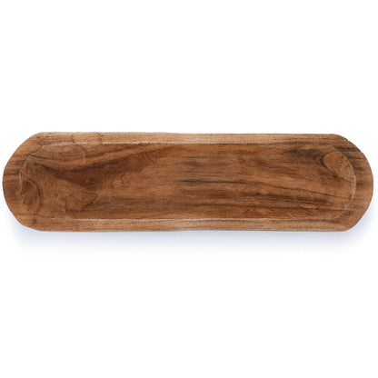 Xaatren Large Wooden Dough Bowl Decorative Wooden Bowl Rustic Long Dough Bowls Decor for Farmhouse Home Dining Table Centerpiece Living Room Kitchen Decorations(20 x 6 Inch,Brown)