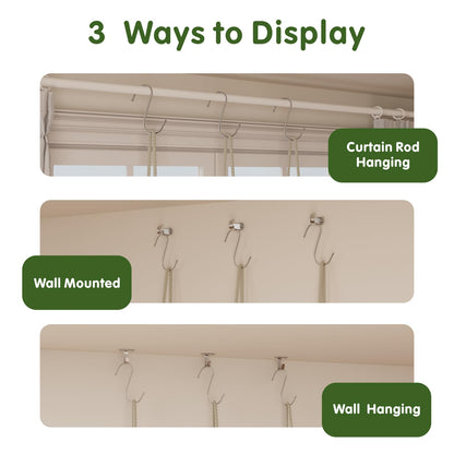 Window Plant Shelves, 8 Tier Window Sill Shelf for Plants, Macrame Hanging Plant Stand Indoor, Plant Hanger Floating Shelves, Window Plants Holder Boho Decor Living Room Bedroom Wall Decor (2 Pack)