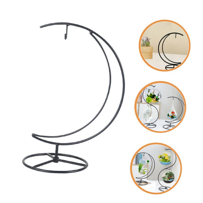 Cabilock Iron Half Moon Ornament Display Stand for Hanging Plants and Glass Terrariums Sturdy Decorative Rack for Home Office Party Compact Modern Design Organizer