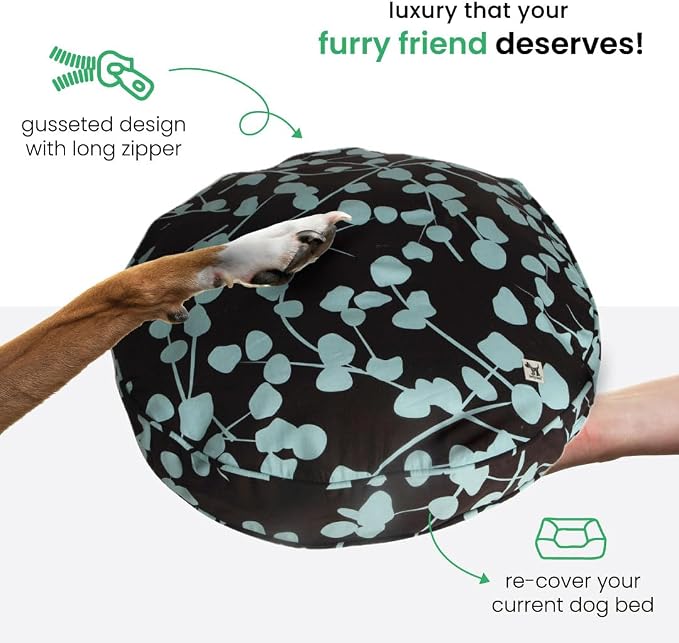 Molly Mutt Petite Dog Duvet Cover - Round - Your Hand in Mine Print - Measures 20’’ x 4’’ - 100% Cotton - Durable - Breathable - Sustainable - Machine Washable Dog Bed Cover - Pre-Shrunk