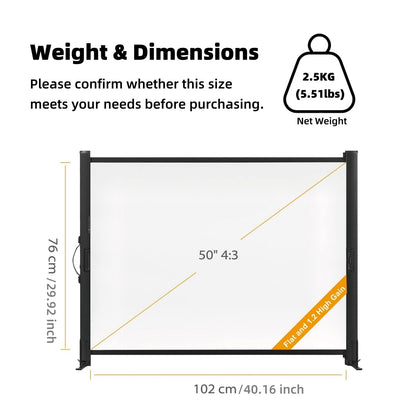 Portable Projector Screen with Stand, 50 Inch 4:3, Outdoor Projector Screen, Lightweight and Retractable, 1.2 High Gain Wrinkle-Free Video Projection Screens, for Home Cinema, Meeting Presentation.