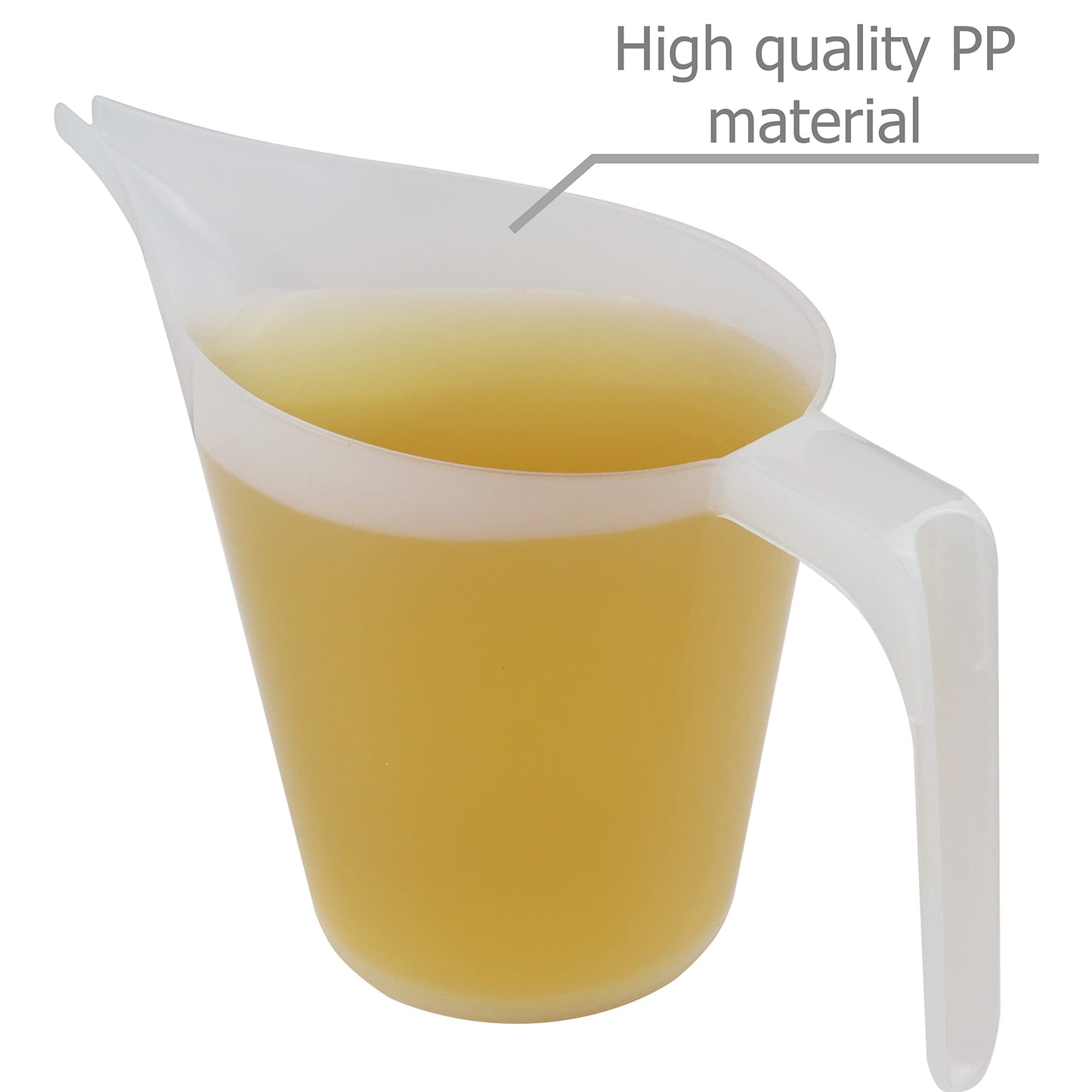 EIKS Plastic Funnel Pitcher Measuring Cup with Long Spout for Filling Muffin Pans, Baking Molds, Salt Shakers, Pancake Batter, Watering Plants(4-Pack 1000ml)