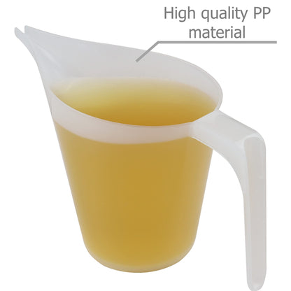 EIKS Plastic Funnel Pitcher Measuring Cup with Long Spout for Filling Muffin Pans, Baking Molds, Salt Shakers, Pancake Batter, Watering Plants(4-Pack 1000ml)