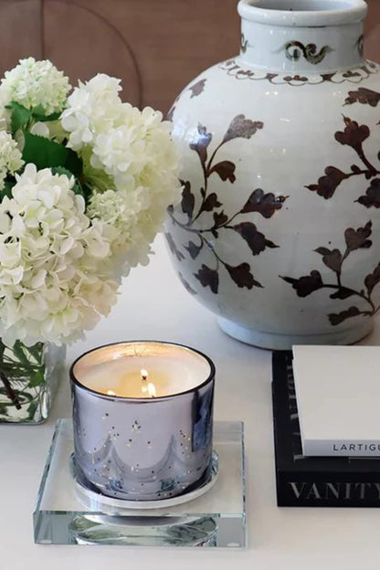 Crystal Candle Dish — by Alice Lane Home Collection — Size Small — Clear K9 Crystal Design — Smooth, Round Cutout is Perfect for Your Favorite Candle or Diffuser — Centerpiece with Elevated Style