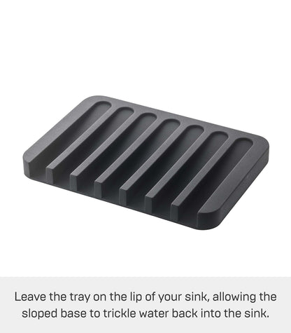 YAMAZAKI Home Flow Soap Tray - Silicone Holder Dish for Sink - Silicone