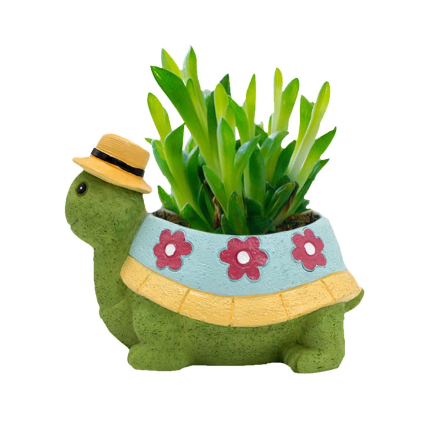 HVEST Small Turtle Planter Pot, Cute Green Animal Garden Pots, Resin Flowerpot Succulent Pots for Family Friends, Funny Unique Planters for Indoor Home Office Desktop Decoration