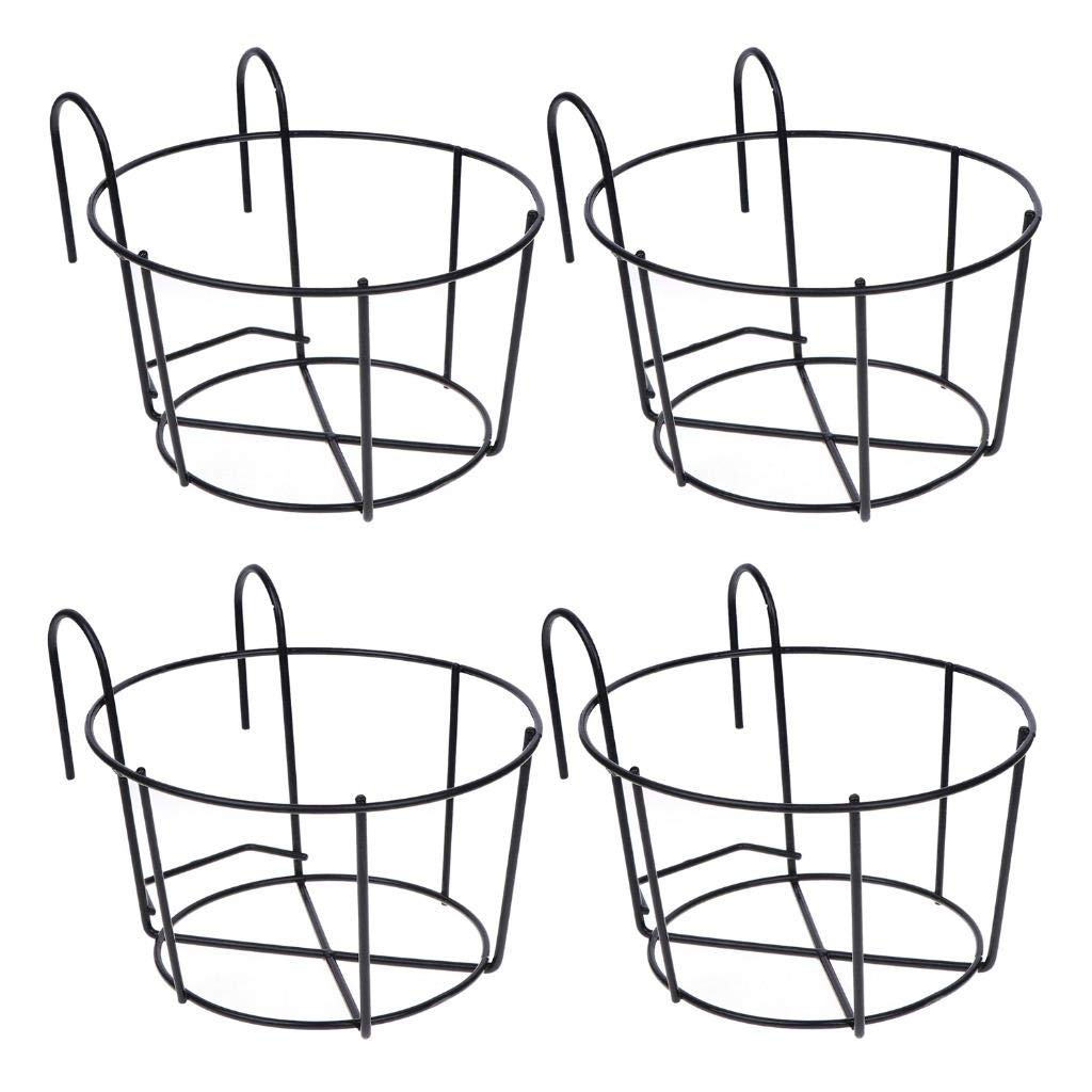 4 Pack Hanging Planters for Railings Rail Planter Hanging Baskets Flower Pot Holders Iron Plant Racks Metal Fence Planter Potted Stand Mounted Balcony Plant Baskets Container,Garden Steel Pots