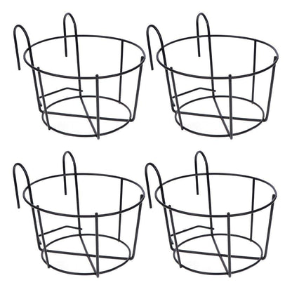 4 Pack Hanging Planters for Railings Rail Planter Hanging Baskets Flower Pot Holders Iron Plant Racks Metal Fence Planter Potted Stand Mounted Balcony Plant Baskets Container,Garden Steel Pots