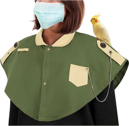 La La Pet Parrot Anti-Scratch Shoulder Protector Pet Bird Training Shoulder Cape Parrots Poop Shawl Diaper Flight Suits and Accessories for Macaws Cockatoos Parakeets Cockatiels Green