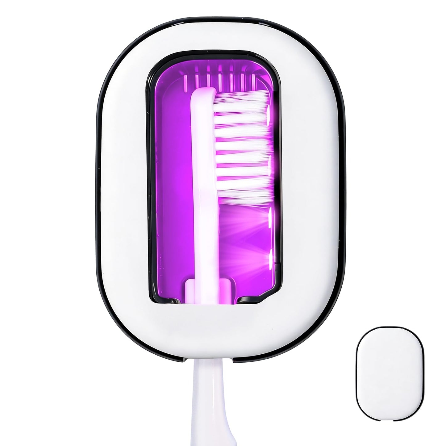 FamilyKit UV-C Toothbrush Sanitizer Holder, Rechargerable Magnetic Tooth Brush Cleaner Cover Manual/Electric Toothbrush Sanitizer Case for Travel Home ﻿