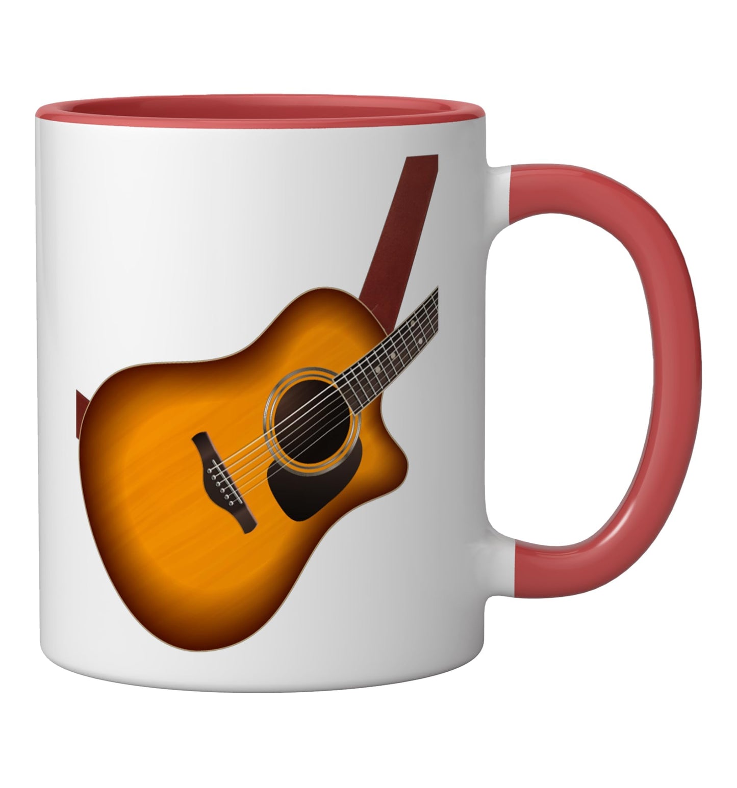 Acoustic Guitar Halloween Costume Rock Country Bluegrass Ceramic Mug, Red/White