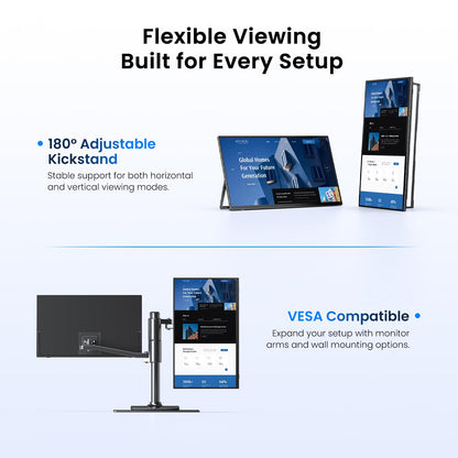 UPERFECT Wireless Portable Monitor with Battery 10000mAh, 23.8" 1080P FHD 100Hz 145% sRGB QLED Gaming Monitor with Stand, Bag & VESA, Large Second Screen for Laptop, Computer, Phone, Game Consoles