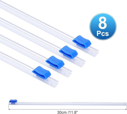 PATIKIL 8pcs Plastic Wrap Cutter, 12in Plastic Wrap Slide Cutter Self Adhesive Installation Replacement for Aluminum Foil Wax Paper Parchment Paper Wrap Dispenser, Blue