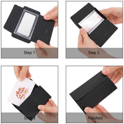 Hedume 150 Pcs Black Window Gift Card Envelopes, 3.9 x 2.4 Inch Gift Card Sleeves, Credit Size Business Invitation Cards Envelopes for Greeting Invitation, Christmas, Thanksgiving Gifts