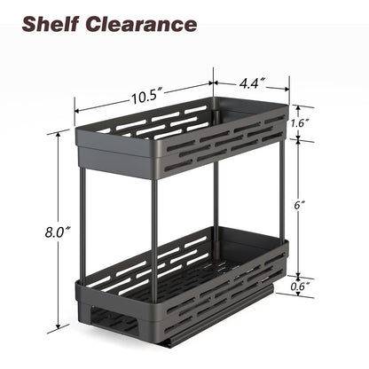 2 Pack Pull Out Spice Rack Organizer for Cabinet, Slide Out Spice Racks Organizer, Spice Cabinet Organizers, Cabinet Size Need:12'' Highx11'' Deepx5'' Wide,Hold 10 Spice Jar Each Tier-2Tier, Black