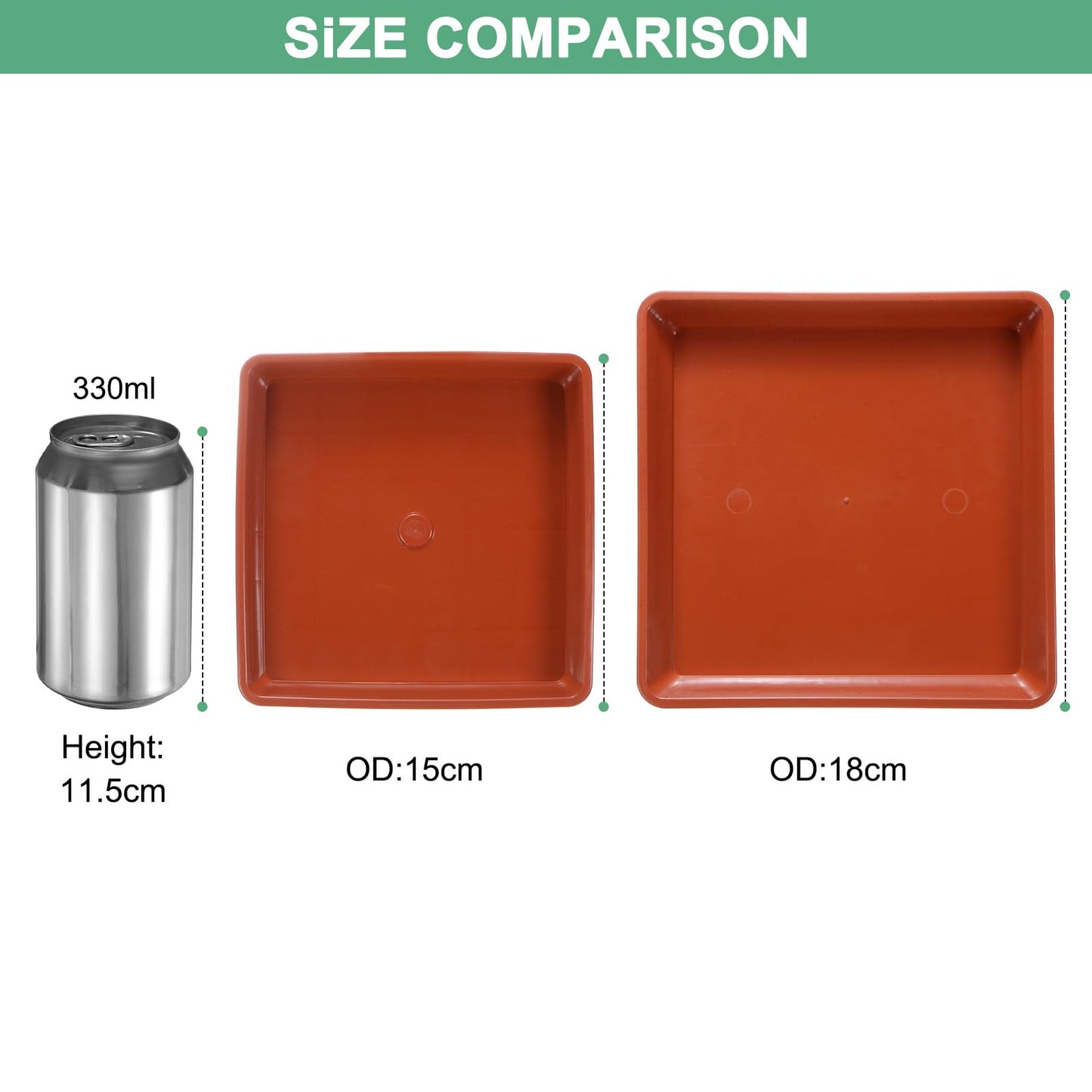M METERXITY 10-Pack Plant Pot Saucers, 6 Inch Plastic Square Flower Drip Tray, Pot No Holes Durable Plant Trays for Pots Base Indoors/Outdoors Plants [Brick Red]