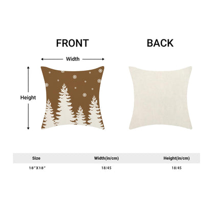 CXMEIFLY Christmas Pillow Covers 18x18 Inch Set of 2 Brown Cream Christmas Tree Snowflakes Decor Throw Pillows Winter Xmas Holiday Outdoor Cushion Cases for Couch Bed Decorations