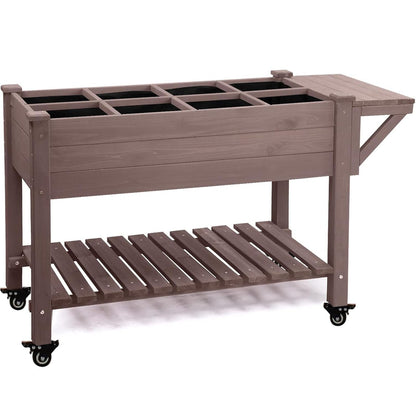 Aivituvin 52.7x22x30in Raised Garden Bed, Elevated Wood Planter Box Stand with Wheels for Outdoor Gardening, Liner Included, 230lbs Capacity