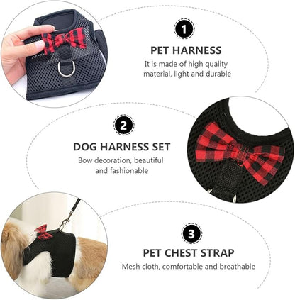 Beaupretty Pet Harness Vest for Small Animals Mesh Chest Strap Adjustable Black S (20-23cm) Breathable No-Pull Vest Type Harness for Rabbits Guinea Pigs Squirrels Walking Control