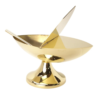 Needzo Brass Incense Boat with Spoon for Censor, Catholic Church Supplies, 5.5 x 4.5 Inches