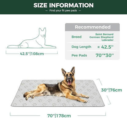 FXW Washable Pee Pads for Dogs, Leak-Proof & Non-Slip, Specifically Designed for Potty Training, 30" x 70" Rectangle, Khaki, 1 Pack