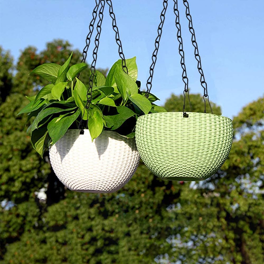 2Sets Hanging Basket Chains Hanging Flower Pot Chains, 3 Point Hanging Chains, Plant Basket, Lantern, Decorative Hanging Chain Sets 20 Inch, Black