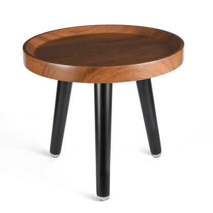 KGPLOME Indoor Plant Stand,Wood Mid Century Plant Table in Walnut Finish,Tall Plant Stand for Flower Pot,Modern Round Small Side End Table with Raised Design (Walnut, 12"x10.8")