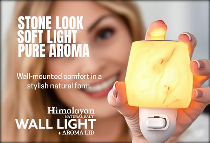 Himalayan Natural Salt Night Lamp with Aroma Lid – Unique Rock Shape for Relaxation & Wellness – Ideal Gift in Beautiful Box!