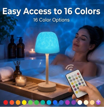 VerveAura Rechargeable Waterproof Shower Lamp, Cordless LED Bathroom Table Light, Ambient Mood Lamp for Bathtub, Spa, Bedroom, Bedside & Nightstand Decor Lighting