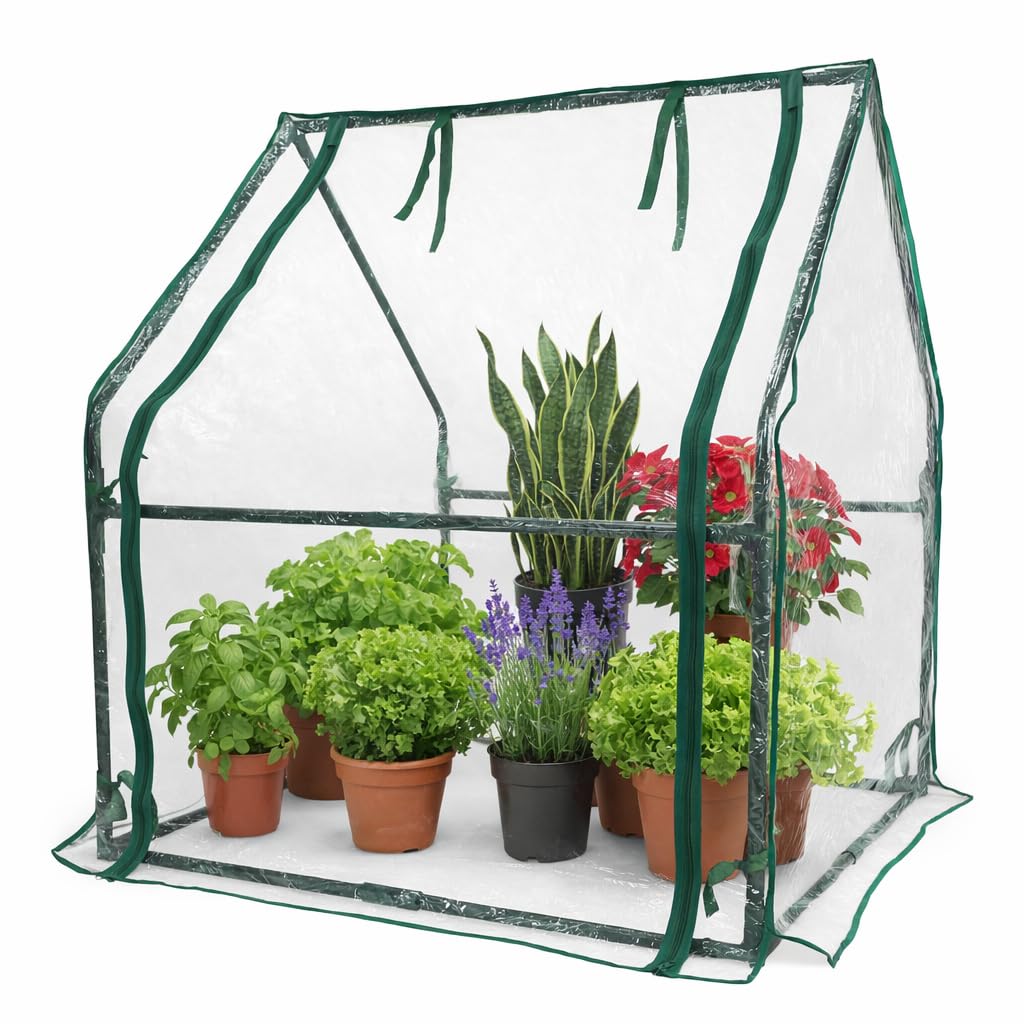 Gardzen Mini Greenhouse Heavy Duty Portable Green House, Zipper Clear Tent Small Greenhouse for Indoor Outdoor Plants 36.2”(L) x36.2”(W) x42.5”(H)