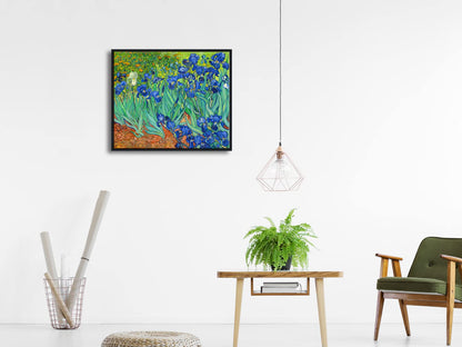 Wieco Art Irises Modern Stretched and Framed Floral Giclee Canvas Print By Van Gogh Famous Flowers Oil Paintings Reproduction Artwork Pictures on Canvas Wall Art for Bedroom Home Decorations