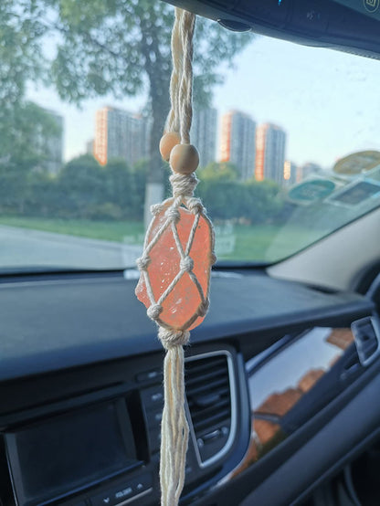 Handmade Himalayan Salt Car Rearview Mirror Pendant Car Decoration Hanging Ornaments for You