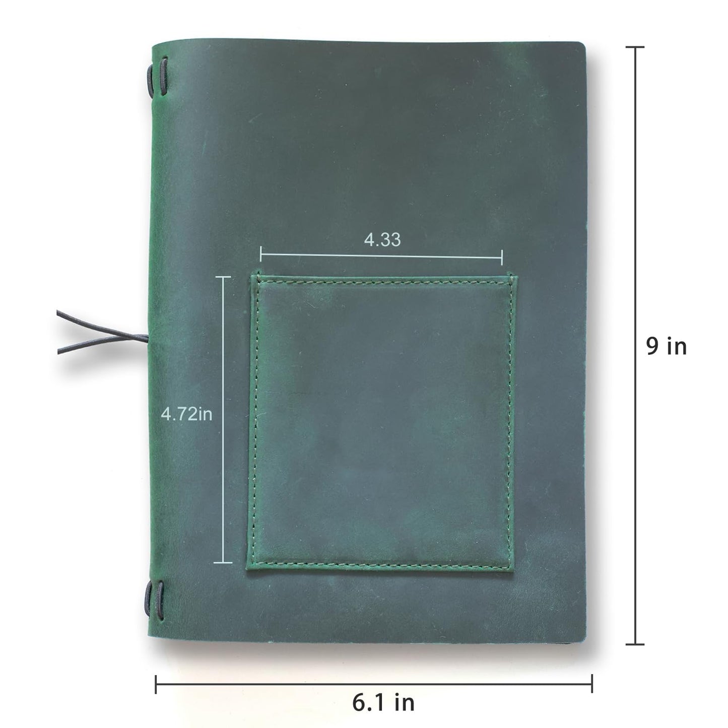 KISSKI·H Olvido A5 Travelers Notebook Cover, Small Leather Journals Cover for Writing, Refillable Planner Organizer Folio Case for 8.5 x 5.5 Notebook with Phone/Pen Pocket, Gift for Men/Women, Green
