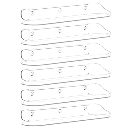 SpaceWhisper Floating Shelves for Wall, 6-Pack 15" Wall Shelves for Bathroom, Bedroom, Kitchen, Living Room, Display Hanging Shelf Organizer for Book, Picture Ledge, Figure Storage, Room Decor (Clear)