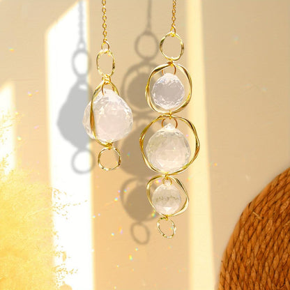 2 Pcs Crystal Suncatcher Wind Chimes for Outside,Crystal Suncatcher Prisms Hanging Outdoor Wind Chimes,Sun Catcher Hanging Crystals for Windows,Suncatchers Wind Chime Garden Decor Wedding Decoration