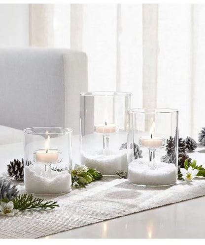YLSMILE Cylinder Hurricane Glass Candle Holder for Table Centerpieces, Clear Votive Candle Holders for Wedding Parties, Decorative Candleholders for Home Dining Room Decorations (Set of 3)