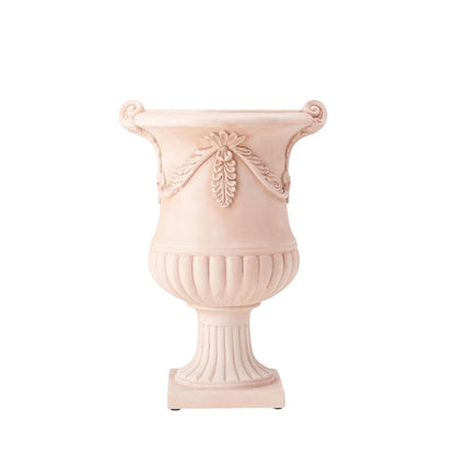 Christopher Knight Home Gary MGO Round Planters Set of 2, Outdoor Flower Pots with Floral Relief Carvings, Classical Garden Urn with Drainage Hole, Patio Urn Planters for Garden, Terracotta