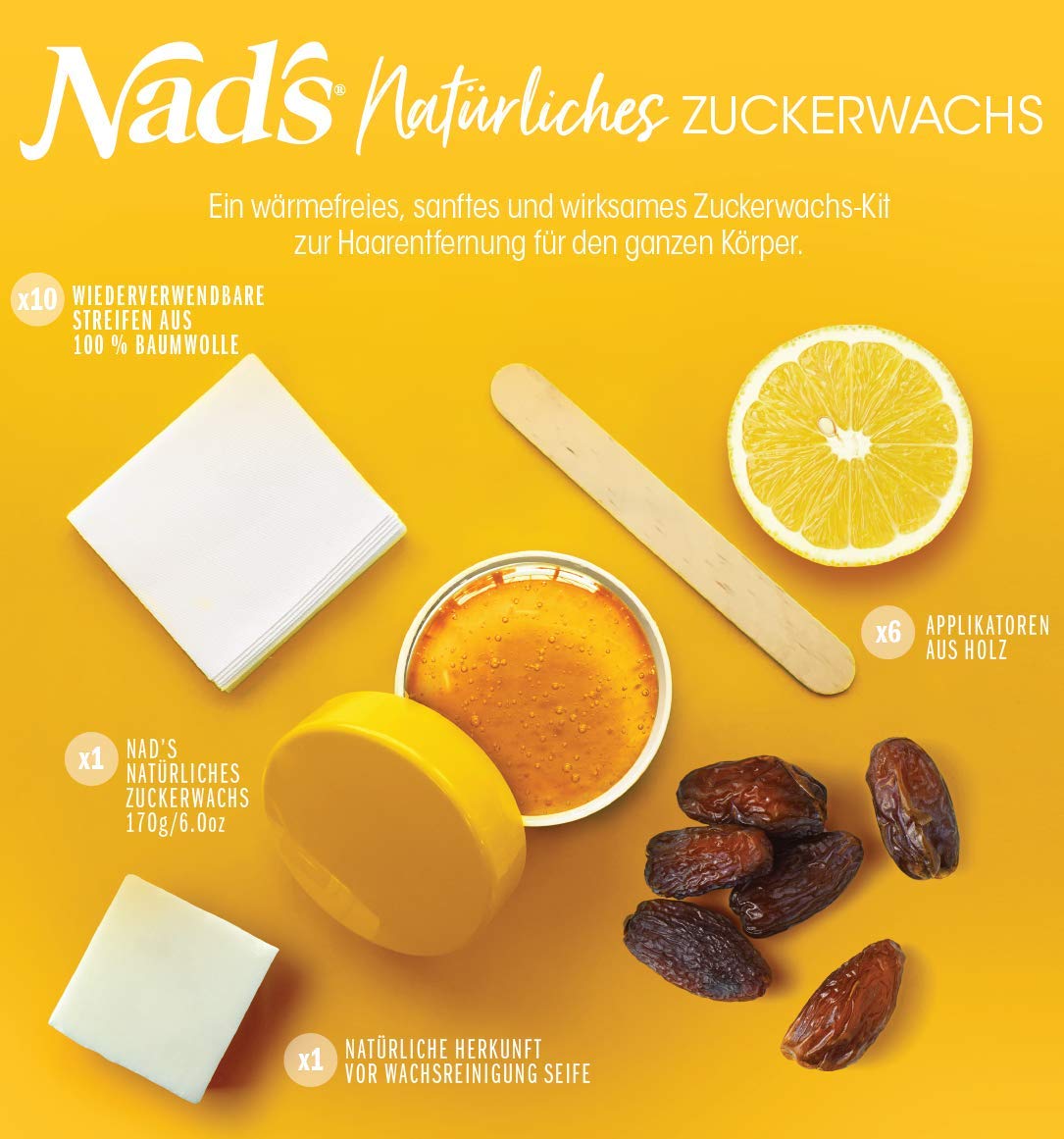 Nad's Sugar paste hair removal waxing set for face, body, back, legs, bikini area, arms, armpits, women and men