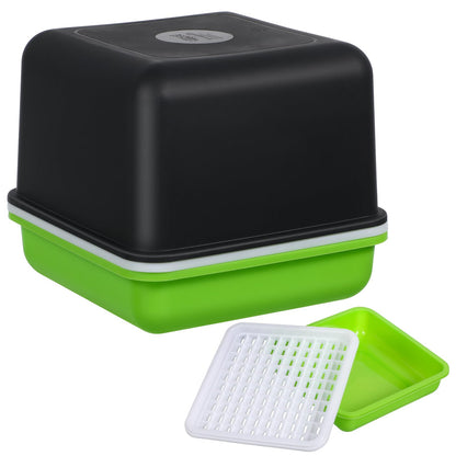 DOITOOL Peanut Sprouts Hydroponic Box 3Pcs Nursery Trays with Lid 6.69X6.69X6.10In Soil-Free Seed Germination Tray for Indoor Gardening and Home Plant Propagation