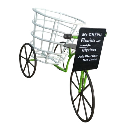 EINCORN Beautiful Iron Tricycle Flower Pots Holder Container with Deeping Basket for Living Room Indoor Outdoor Garden Decoration Beautiful Iron Tricycle Flower Pots Holder Container