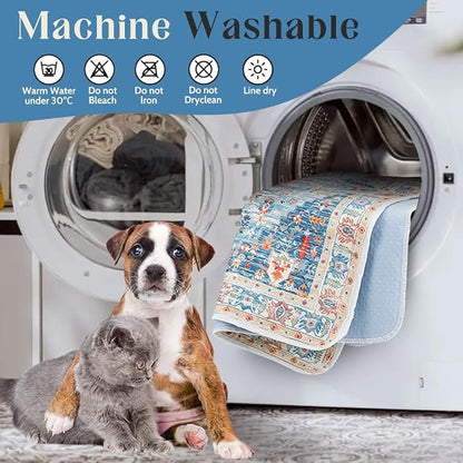 Washable Pee Pads for Dogs, 2 Pack Reusable Puppy Training Pads 72"x72" Super Absorbent Waterproof Dog Training Pads, Non-Slip Potty Pads, Whelping Pads Litter Mat Blue/Mix
