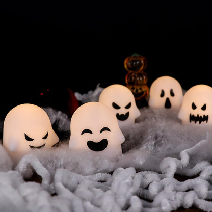 Lasumora Ghost Halloween Decorations Flameless Candles with Remote Timer, 6 Pack Grimace Ghost Candles, Battery Operated Halloween Lights Dimmable Halloween Decor Indoor